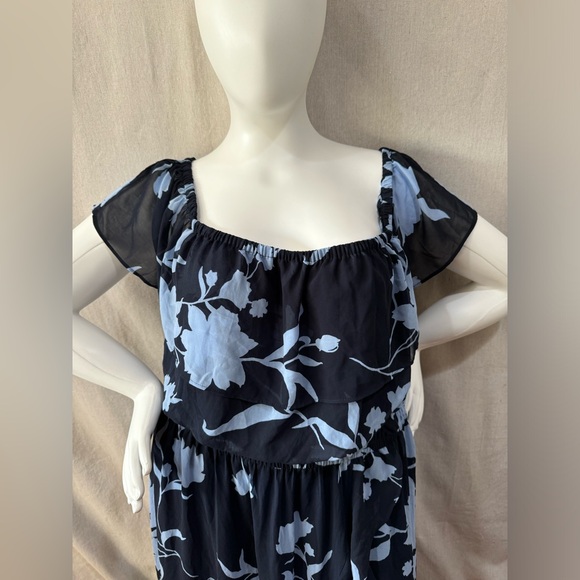 Lane Bryant 4 way navy blue floral dress off shoulder sleeveless - Picture 15 of 16